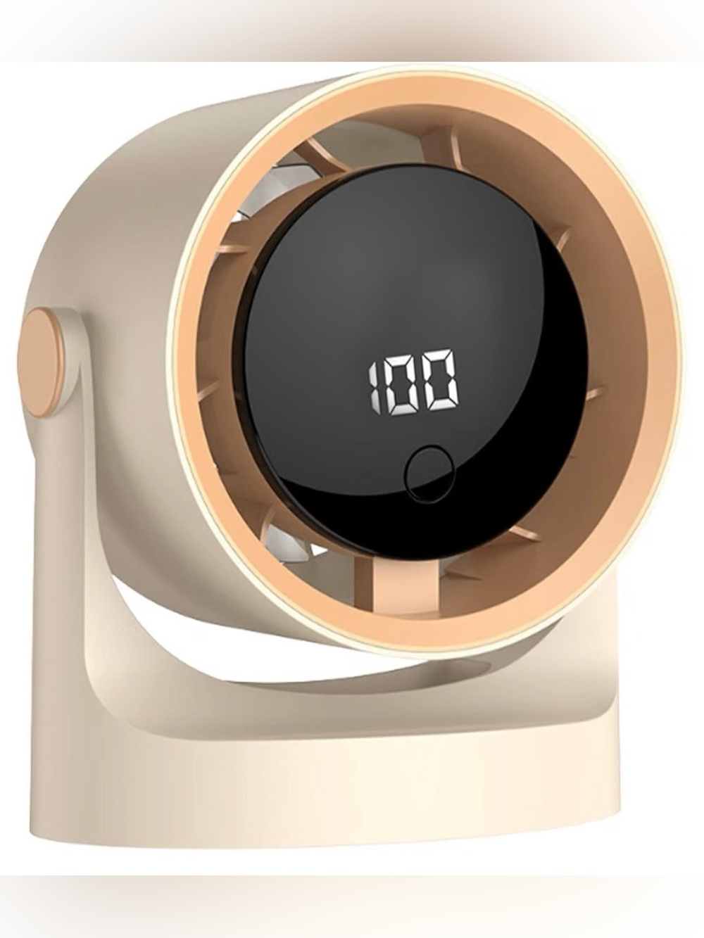 Portable Mini Fan with screen Display - Cream & Rose Gold